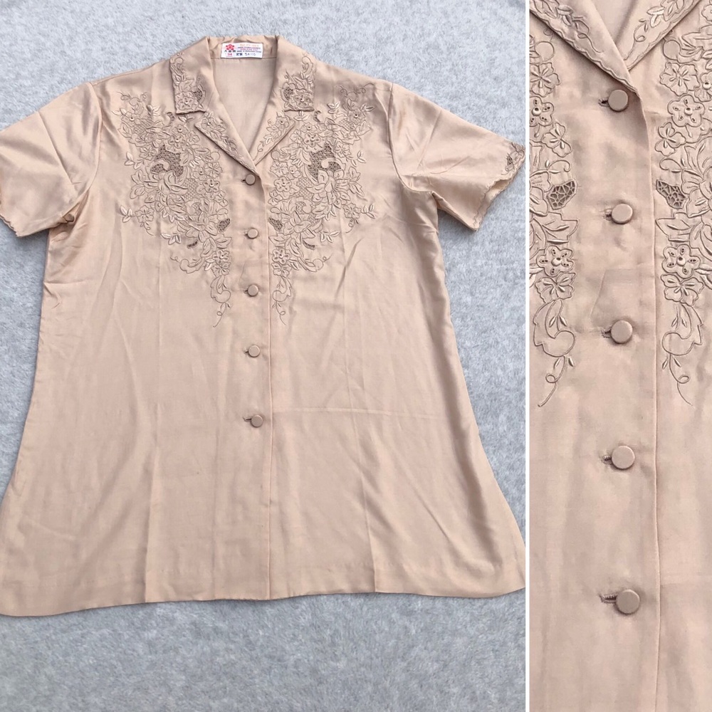 Vintage 70’s Hand Embroidered Chinese Silk Shirt